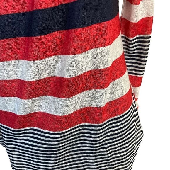 JOE Boxer Woman's Knit Shirt Size XL Red White Blue Striped Lace Tie Front - Picture 4 of 15